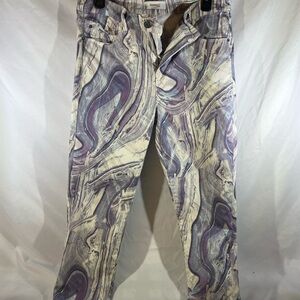 Skinnygirl Purple and Cream Patterned Jeans